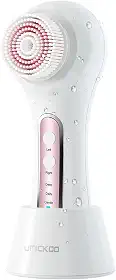 UMICKOO Esfoliante facial, escova de limpeza facial, recarregável, IPX7, à prova d'água, com 5 cabeças de escova, escova elétrica giratória facial para esfoliação, massagem e limpeza profunda