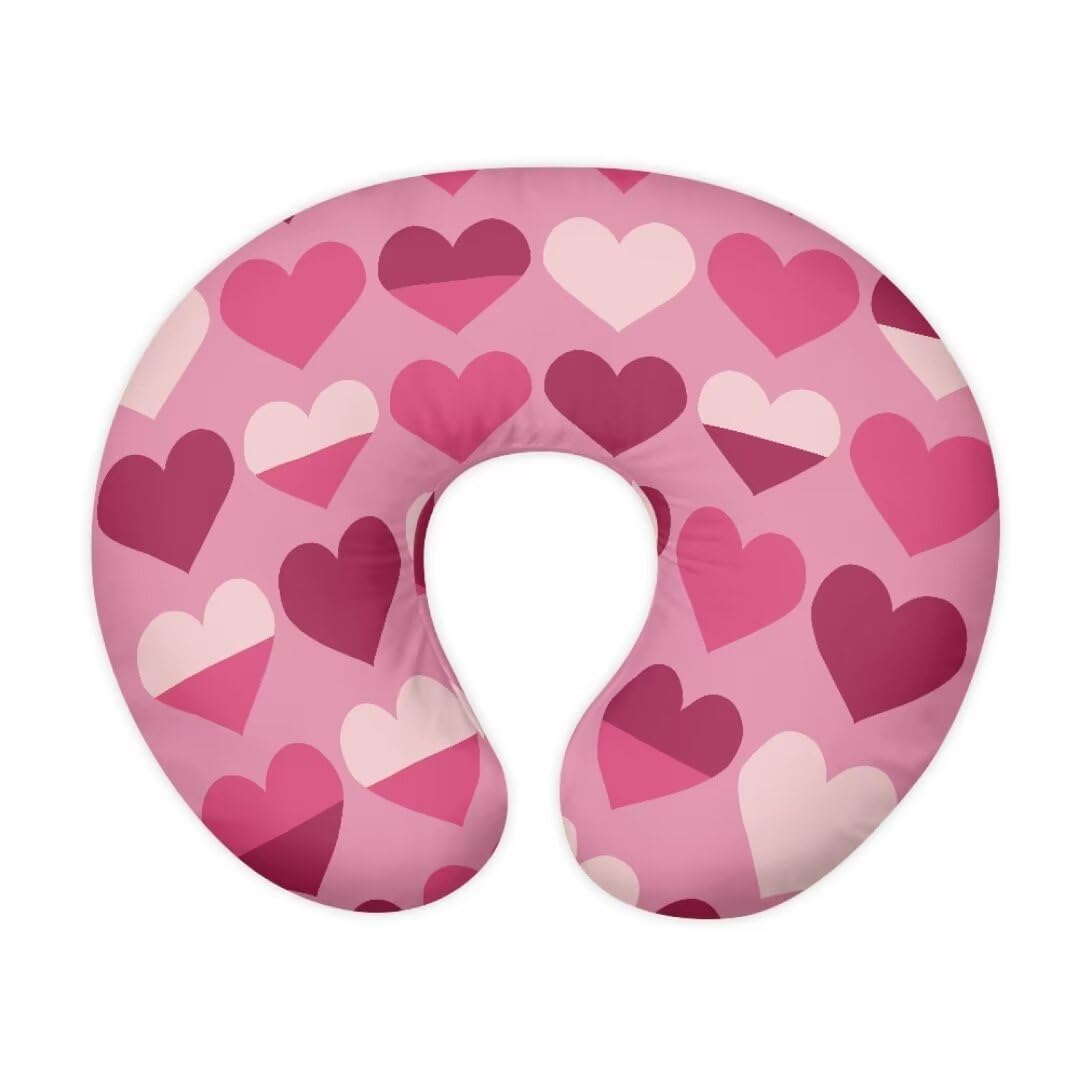Jeiento Valentine's Day Nursing Pillow Covers Pillowcase for Wife Pink Heart Print Breastfeeding Pillow Slipcover Premium Quick-Dry Fabric Cover for Breastfeeding and Bottle Feeding