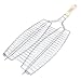 TAINO 2er Fischbräter Edelstahl Holz-Griff Fisch-Wender Grillkorb Fischkorb Doppel-Kammer Grill-Zubehör BBQ Griller