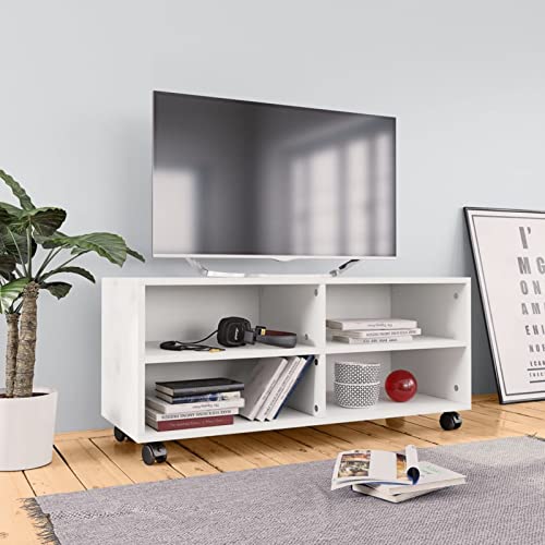ShGaxin Mueble para TV con Ruedas, Mesa TV, Mueble TV Salon, Mueble Television, Mesa Television, Muebles De Salon, Mesa Salón TV, aglomerado Blanco 90x35x35 cm
