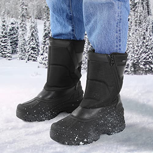 mysoft Men's Winter Snow Boots Mid Calf Waterproof Insulated Fur Lined Warm Anti-Slip Zip Boot - Image 6