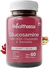 Joint Pain comfort : Healthcom Nutra Joint Glue 60 Tablets Pack Glucosamine for Joint & Cartilage Wellness Joint Health, Mobility & Flexibility| MSM, Chondroitin, Bosewellia| Men & Women Joint Comfort
