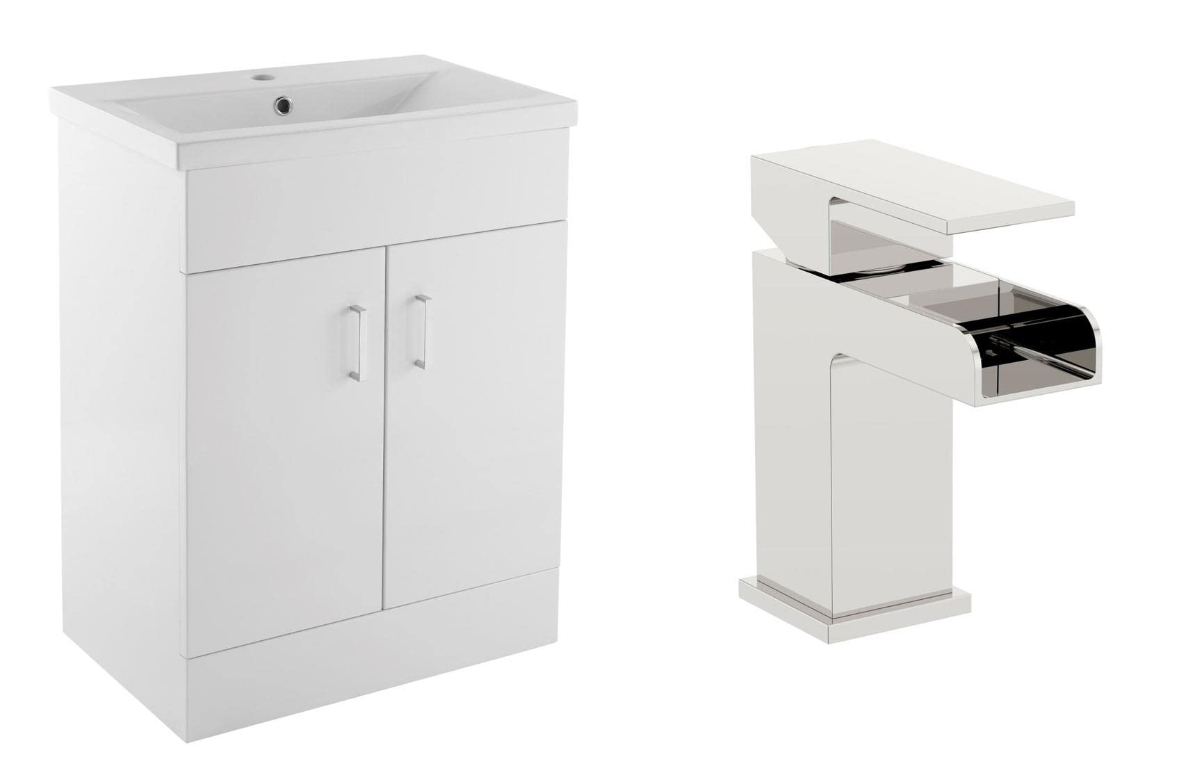 B&Q -  Sobek 700mm Vanity Sink Unit & Waterfall Basin Mixer Tap