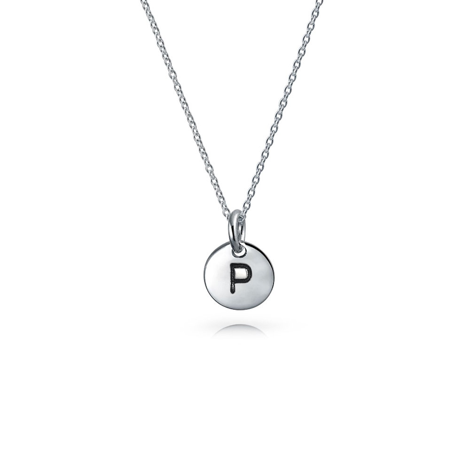 Minuscolo Minimalista Abc Rotondo Disco Blocco Lettera Alfabeto A-Z Iniziale Collana Ciondolo Per L'Adolescenza Per Le Donne .925 Sterling Silver