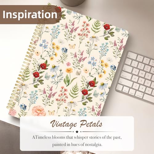 Image of Cute Spiral Notebook 8.5 x 11 lined Journal A4 with Pocket, Plant | 70 page, Note Book with Pocket, Large, Big, Hard Cover, Aesthetic, Pretty Design, for Women, Girls, Kawaii