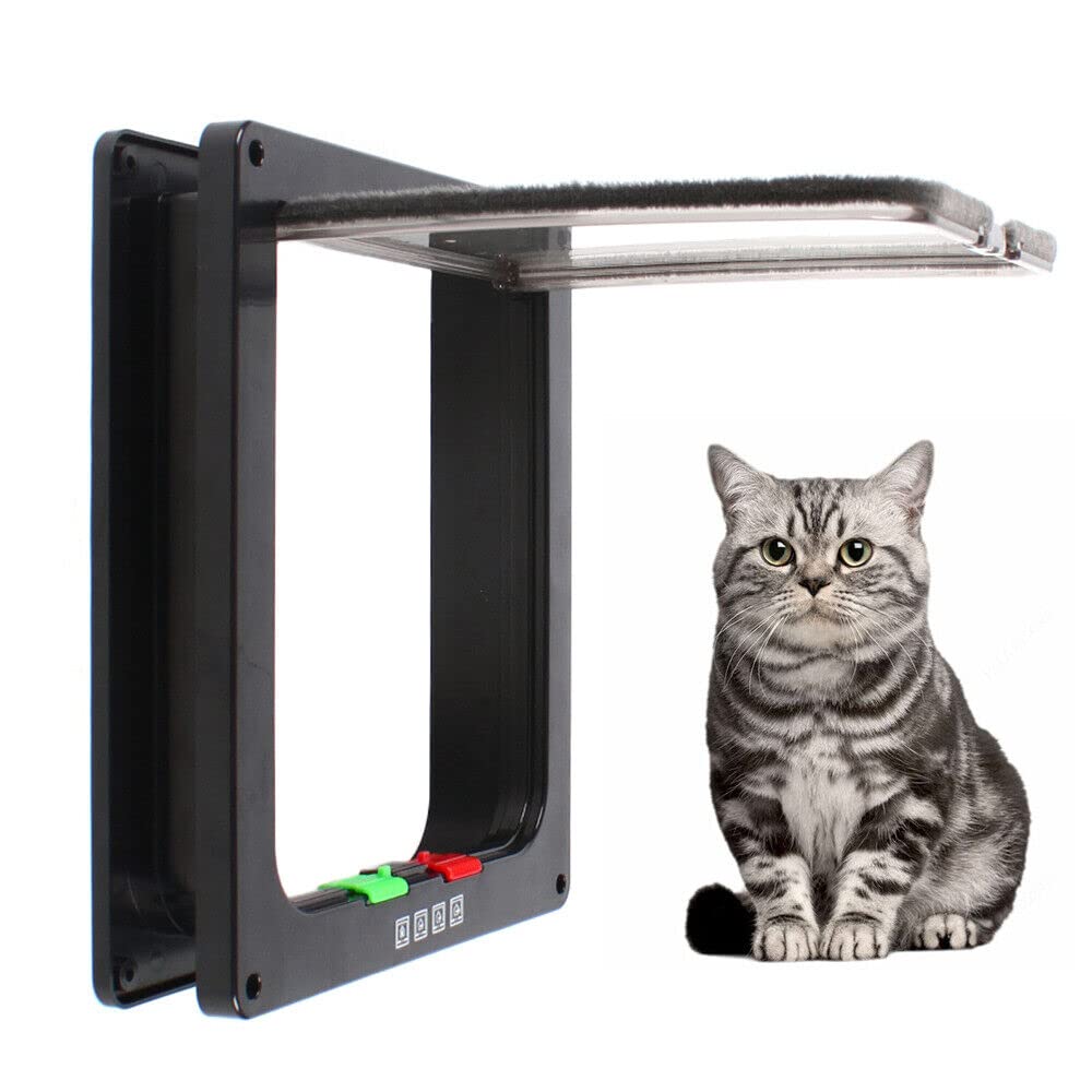 Porta in plastica per cani e gatti, piccola o grande, con serratura per cani e gatti, facile da installare, con telaio telescopico, 22 x 20 x 5,5 cm