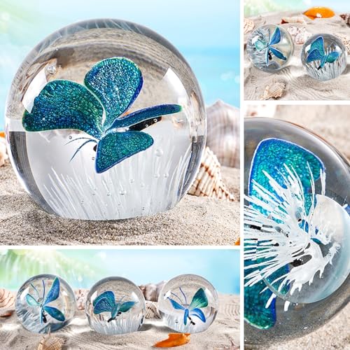 Eustuma ZJ-HAI KUI Hand Blown Glass Butterfly Paperweight thumb #3