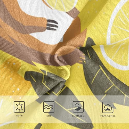 KLL Cute Sloths on Yellow Lemons Toddler Boys Cotton Boxer Briefs Breathable Undies3