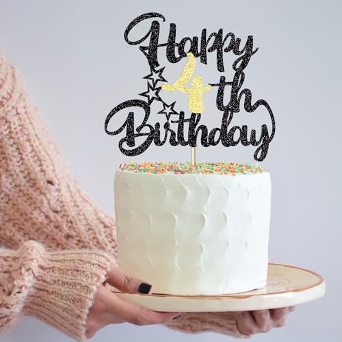 Image of 4th Happy birthday cake topper happy birthday cake decoration 4th birthday party decoration gift plugin (4)