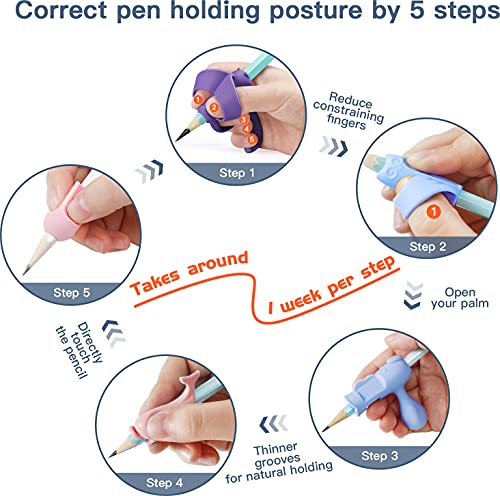 5 Stage Progressive Pencil Grips For Kids Handwriting Writing Aid Tools Trainer Posture Correction Finger Pen Grippers For Toddlers 2-4 Preschool Classroom Must Haves Back To School Supplies(5Pcs) #TOP2