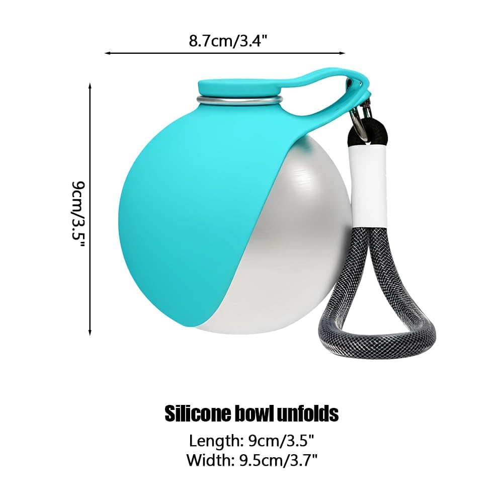 Gourde pour Chien, Gourde Chien Promenade Gamelle éTanche avec Bol Pliable en Silicone, 285ml Gourde Chien Voyage pour Les Promenades Et RandonnéEs en ExtéRieur (Bleu) - 3