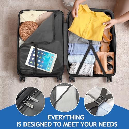 Karl home 3-Piece Luggage Set Travel Lightweight Suitcases with Rolling Wheels, TSA lock & Moulded Corner, Carry on Luggages for Business, Trip, Dark Blue (20"/24"/28")4