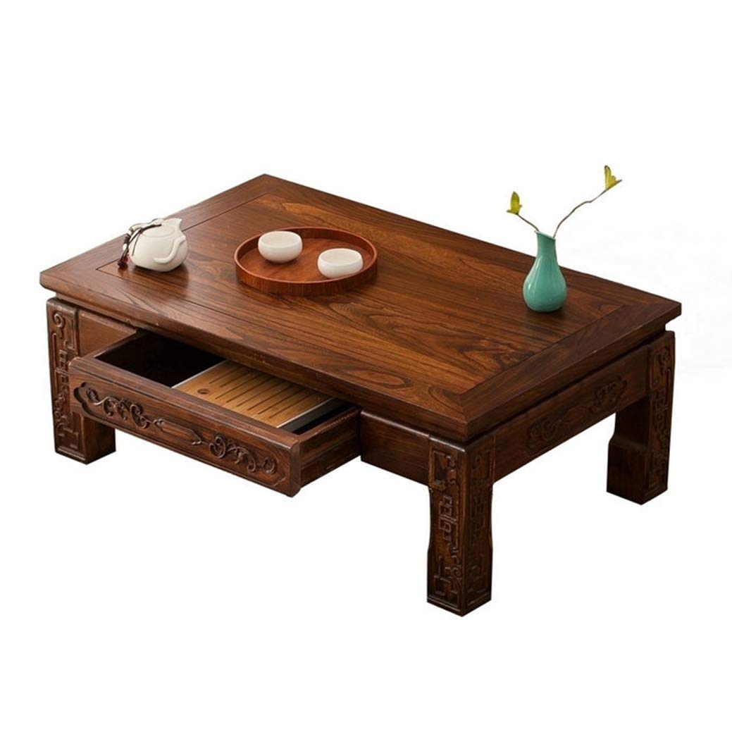 Table à thé en bois marron 70 cm au design minimaliste pour salon chic