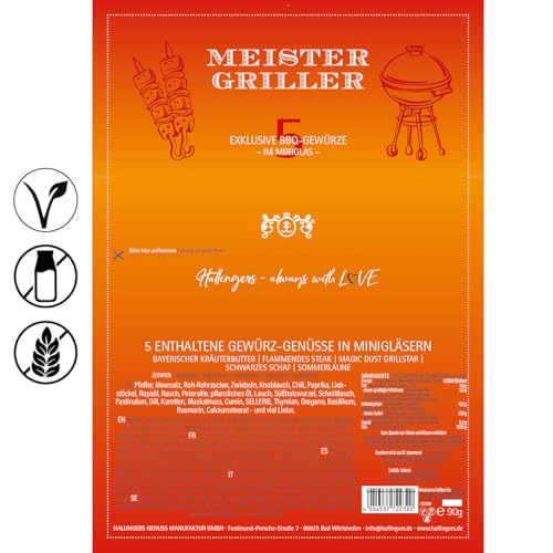 Foto von Hallingers Meistergriller - Gewürz Geschenkset Grillen handgemacht, 5 Gewürze aus aller Welt (Set) - Geschenkideen Weihnachten & Geschenke Adventskalender | Geburtstag Glückwunsch Neues Zuhause Danke