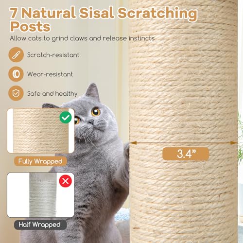Torre para gatos de madera moderna de 60 pulgadas miniatura 6