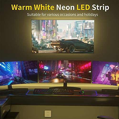 upHere Neon USB Warm White LED Strip Light 4.92ft/1.5m 5V DC