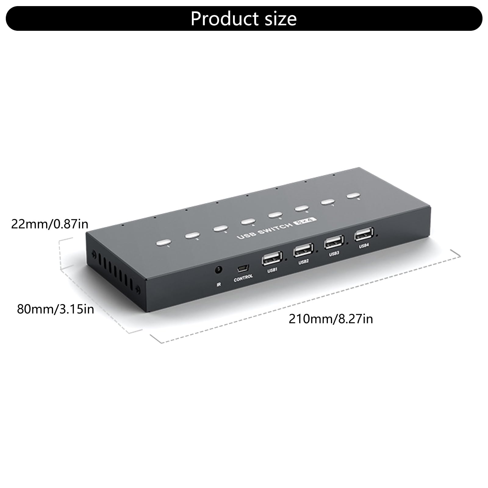 Conmutador para Compartir Impresora USB2.0, selectores manuales de periféricos de computadora de 8 Puertos para Uso en Oficina Selectores de conmutación USB