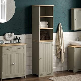 Bath Vida Priano Bathroom Cabinet Storage Cupboard Floor Standing Tallboy Unit, Grey