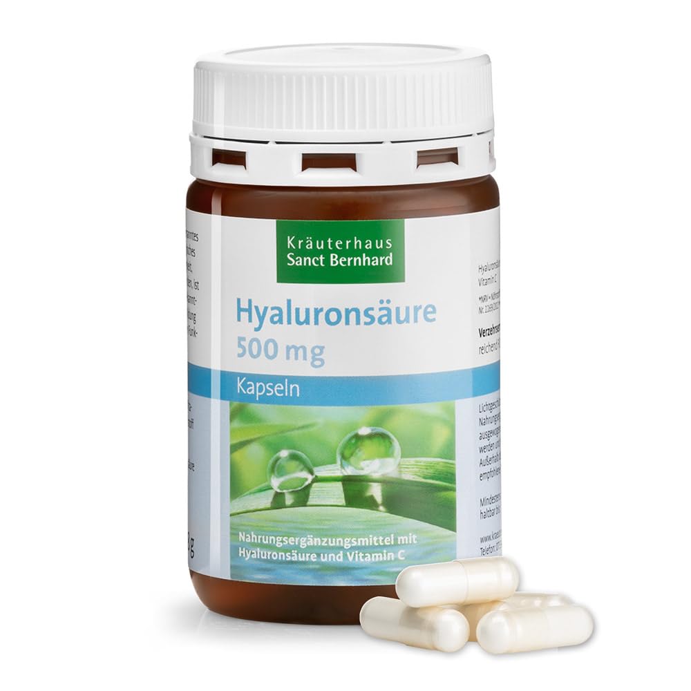 Sanct Bernhard Hyaluronsäure-Kapseln 500 mg, mit 40 mg Vitamin C – 90 Kapseln, 3 Monate