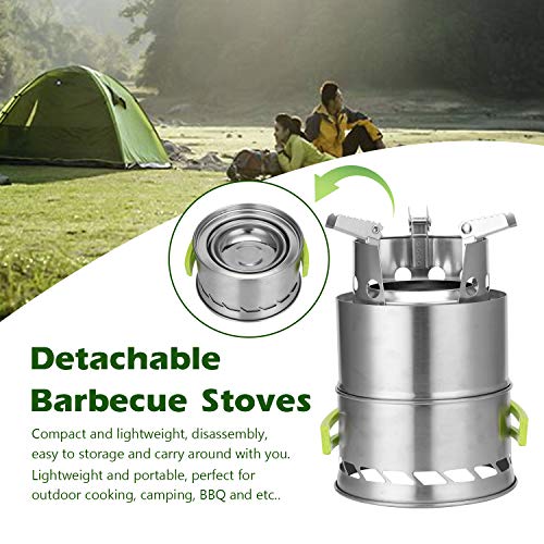 DECDEAL Fornalha de acampamento ao ar livre portátil piquenique à prova de vento cozinhar destacável