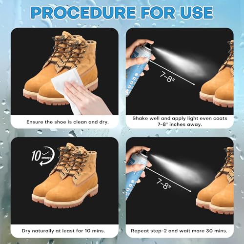 etching Shoe Protector Spray, Suede Protector Spray, Rain & Stain Waterproof Protection for Shoes, Boots, Handbags, Purses, Suede, Leather, Canvas, Nubuck, Fabric, Nylon, 10.15Oz3