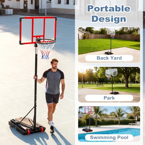 image for DUMOS 5.08-8.53FT Portable Basketball Hoop Outdoor for Kids, Adjustabl