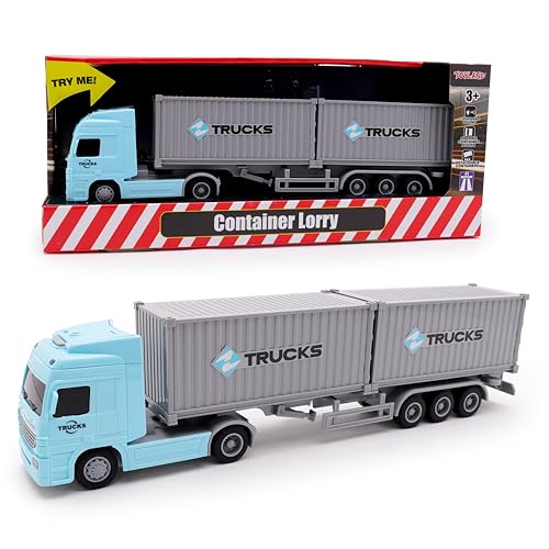 Toyland - Toyland® 34cm (13") Friction Powered Container Transport Truck With 2 Detachable Containers & Realistic Light & Sounds - 1:50 scale - Toy Vehicles