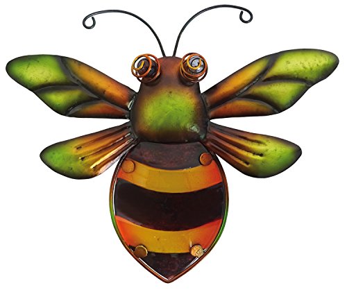 Creekwood Bumblebee Décoration Murale de Jardin en Verre et métal Jaune/Noir 26 x 26 cm