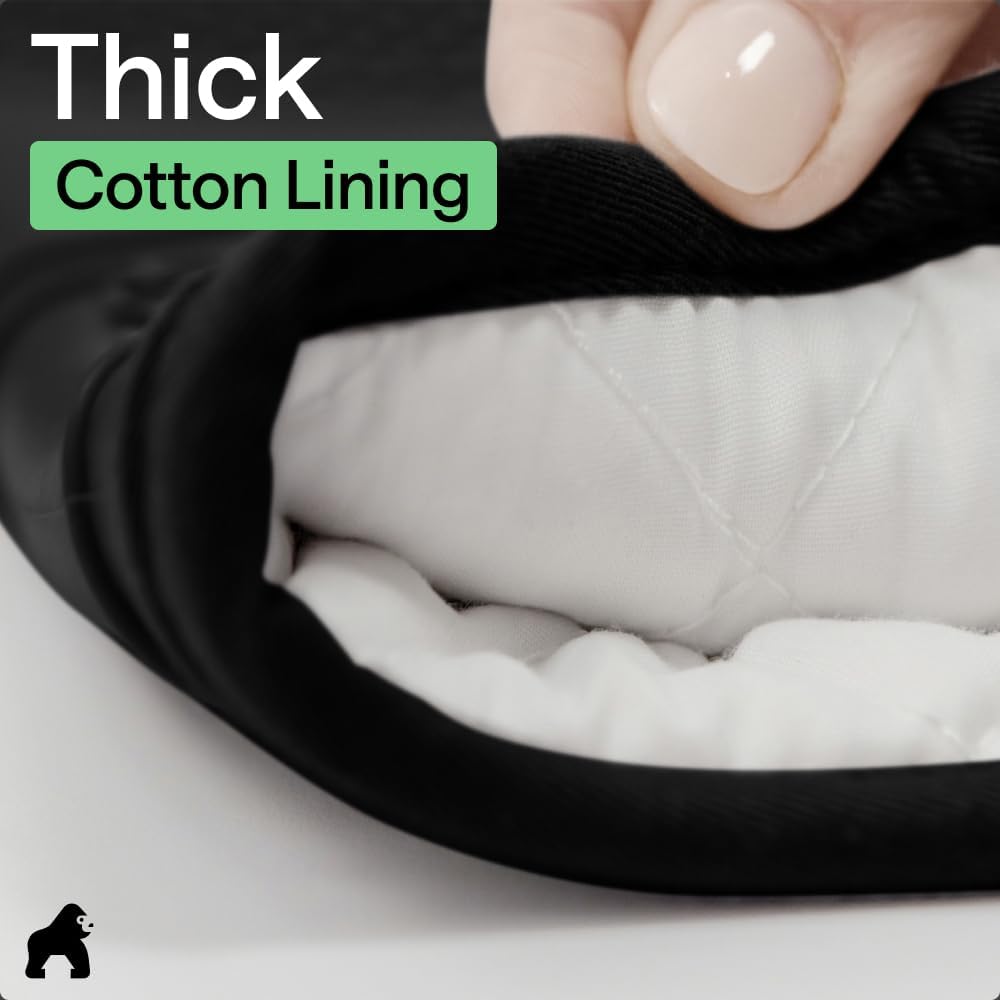 GORILLA GRIP BPA-Free Soft Silicone Oven Mitts and Pot Holders Sets of 4, Heat Resistant Waterproof Cooking Gloves, Thick Cotton Lining, Flexible Gripping for Baking Grilling, Kitchen Trivets, Black - Image 6