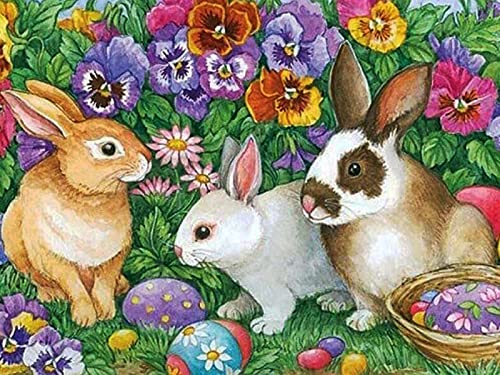Peinture au diamant 5D kit complet mosaïque strass cristal et point de croix lapin