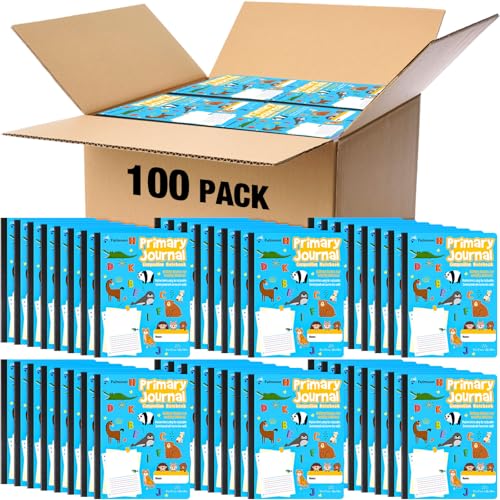 Fulmoon 100 Pcs Primary Composition Notebook K-2 with Picture Space Primary Journal Grades K-2 Draw...