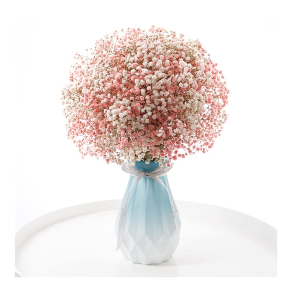 XDLEDMKIZ DIY Artificial Flowers Baby's Breath Flowers, Fake Flower Gypsophila Bouquets with Vase for Home Dining Table Window