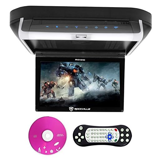 Rockville RVD10HD-BK 10.1" Flip Down Monitor DVD Player, HDMI, USB, Games, LED