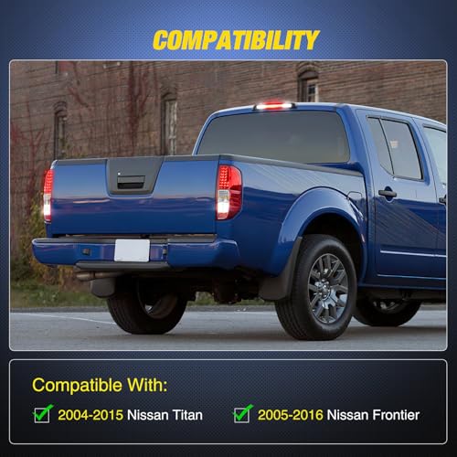 Image of Nilight Third Brake Light Tail High Mount 3rd Stop Cargo Reverse Lights Smoked Lens Compatible with Nissan Titan 2004-2015 Nissan Frontier 2005-2016 Pickup Truck Rear Cab Lamp