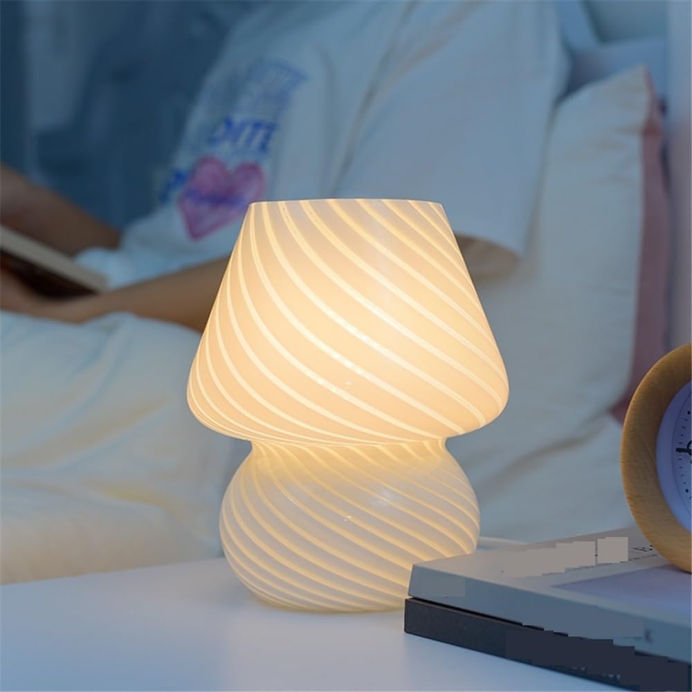 Lampka biurkowa Szklana lampa stołowa, prosta lampka nocna do sypialni, dekoracja gabinetu Lampka nocna