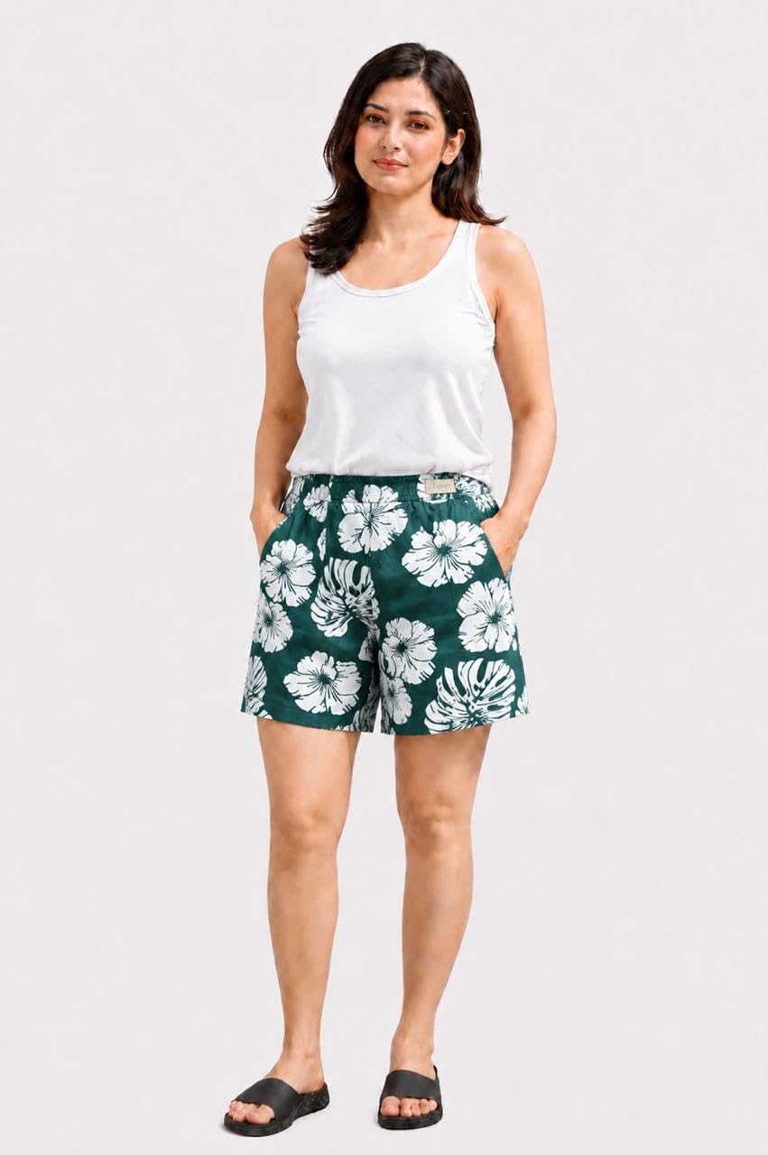 Women's and Girls Printed Lounge Shorts, Elastic Waist Boxer Style, Casual Everyday Wear, Cotton Summer Shorts, Ultrasoft 100% Cotton Stylish Shorts-image-45