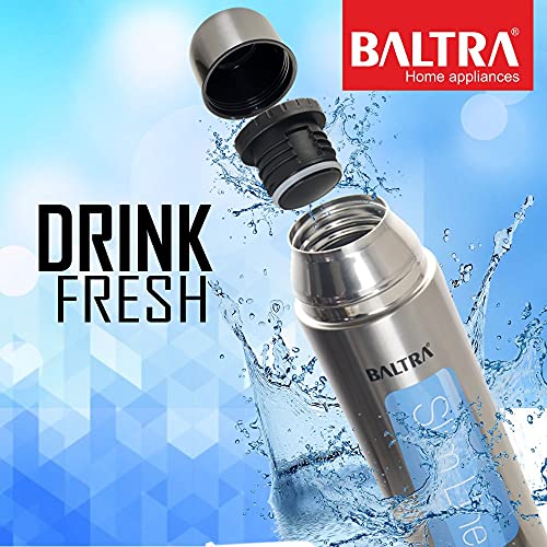Image of BALTRA Bullet Double Wall Thermosteel Hot and Cold Water Bottle with Bag350ml Silver