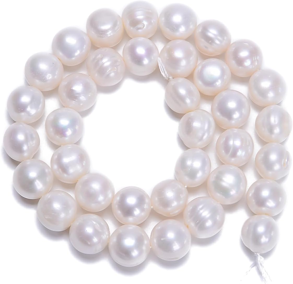 AD Beads Natural Freshwater White Pearl Round Beads 15" 4mm 6mm 8mm 9mm 10mm 11mm 12mm (11-12mm)
