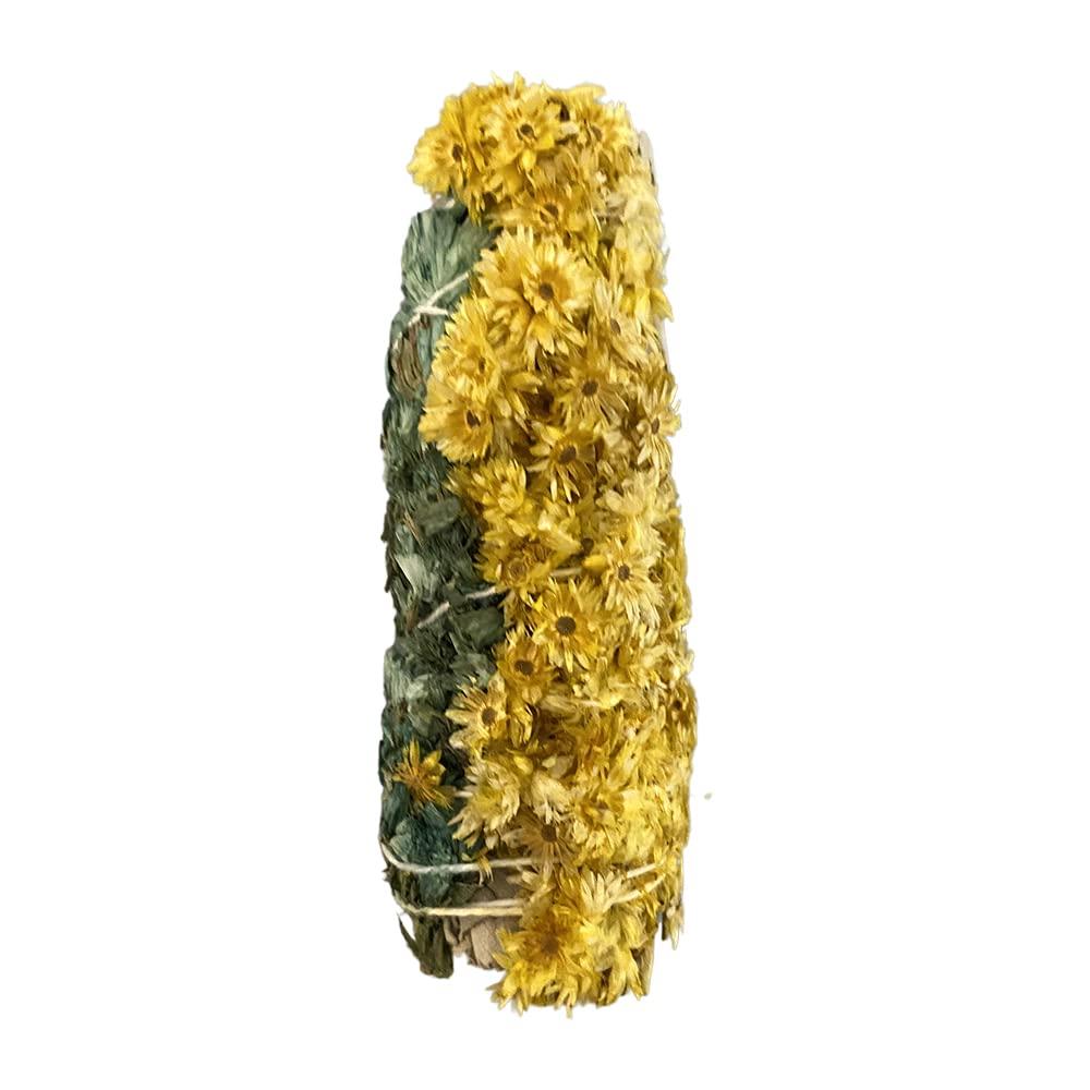 VIE Sage Smudge Stick 4" (White Sage, Green and Yellow Sinuata 4"), Natural