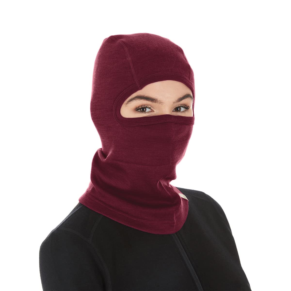 100% Merino Wool Balaclava - Winter Ski Mask - Face Mask - Cold Weather Gear - Burgundy - One Size