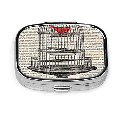 Preisvergleich Produktbild Literarische Zeitung Illustration Mädchen und Schmetterlinge Deer Birdcage Custom Fashion Silber Quadrat Pillendose Medizin Tablet Halter Wallet Organizer Fall für Tasche oder Geldbörse