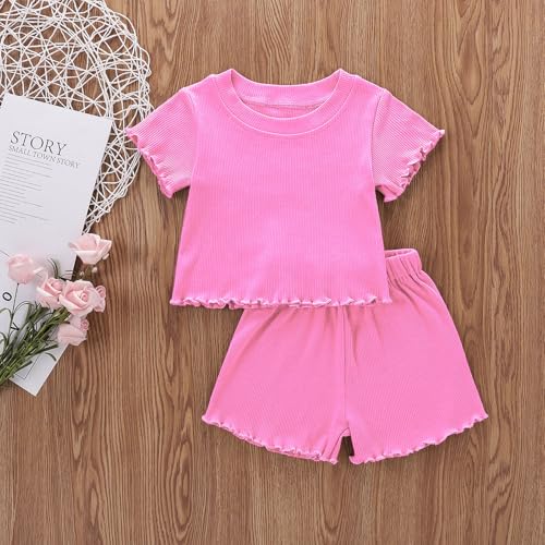 Image of Toddler Girl Clothes Summer Outfit Short Sleeve Shorts Set 12M-5T