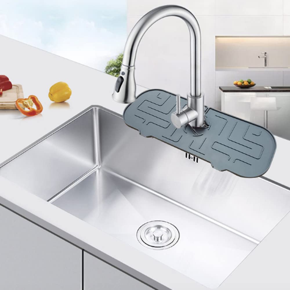 N B Siliconen gootsteen kraan absorberend pad afvoer droogmat, druppelbeschermer spatbescherming spatbescherming kraan mat voor keuken badkamer bar aanrecht beschermen (wit