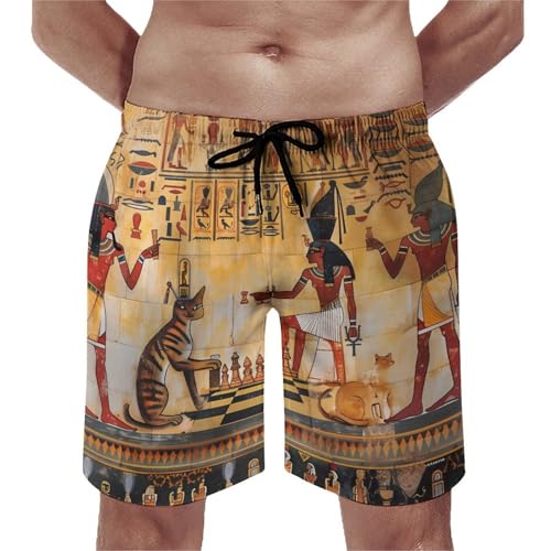 Ancient Egypt Egyptian Pattern Men's Swim Trunks Quick Dry Beach Shorts Board Shorts Bathing Suits with Pockets