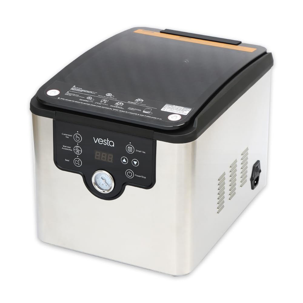 Vesta Precision Envasadora Profesional de Campana para Uso Intensivo y Envasado de Líquidos con 26cm Barra de Sellado, Bomba de Aceite 8 m³/h