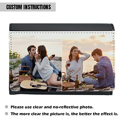 Photo Wallet for Men Husband BF Dad Son Grandpa, Personalized PU Leather Long Bifold Wallet with Your Own Collage Picture Text Name, Customized Gift for Christmas Birthday Thanksgiving Father's Day2