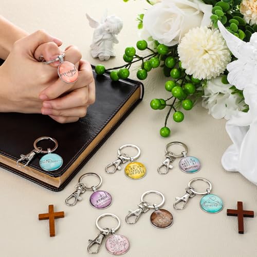 Image of Fumete Christian Keychain Bulk Bible Verse Religious Scripture Quote Inspirational Key Rings Gift for Women Men Church Pastor