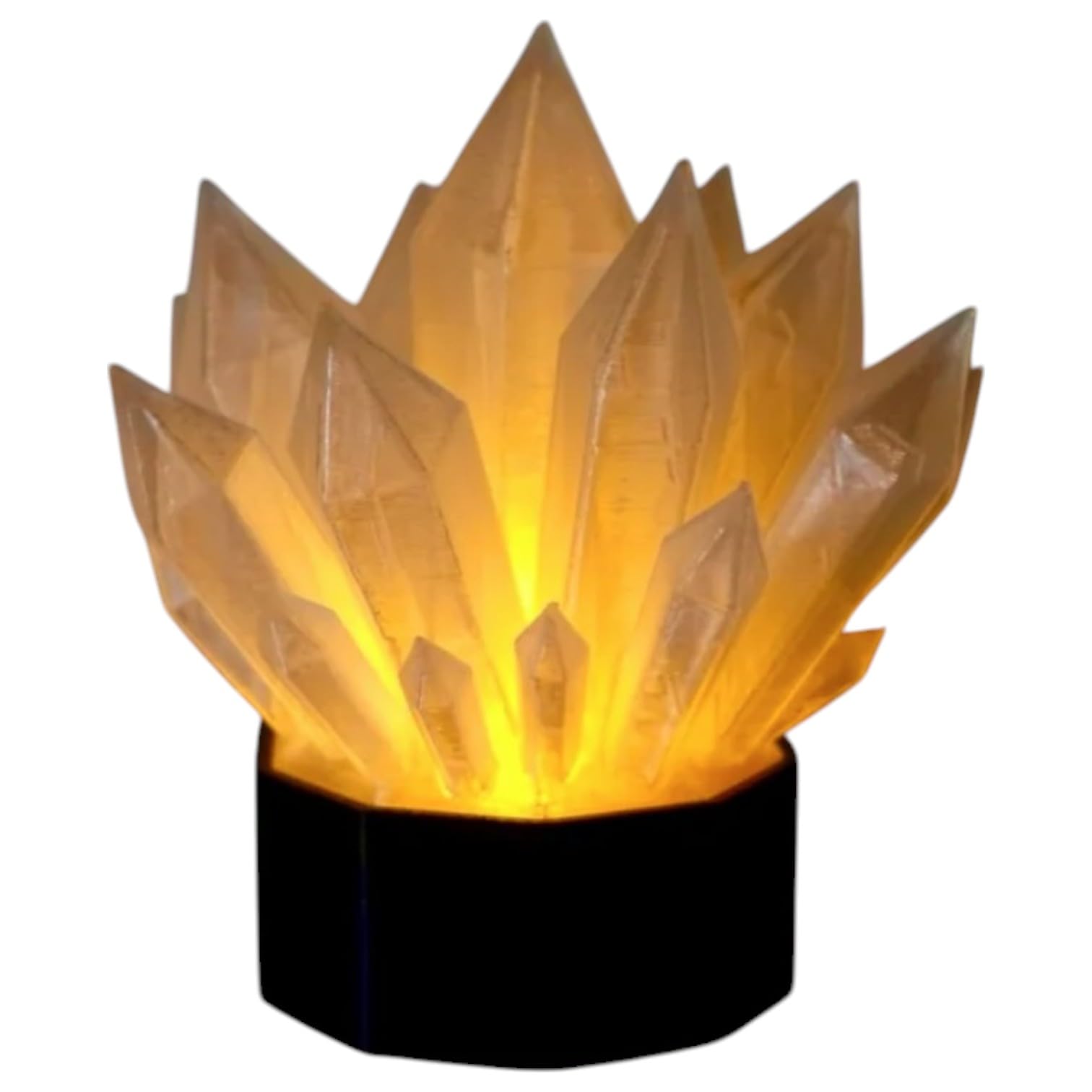 Crystal Cluster LED Light Cover – Fantasy Quartz Style 3D Printed Tea Light Lamp Topper, Translucent White – LED Candle Not Included – 3D Printed in Canada