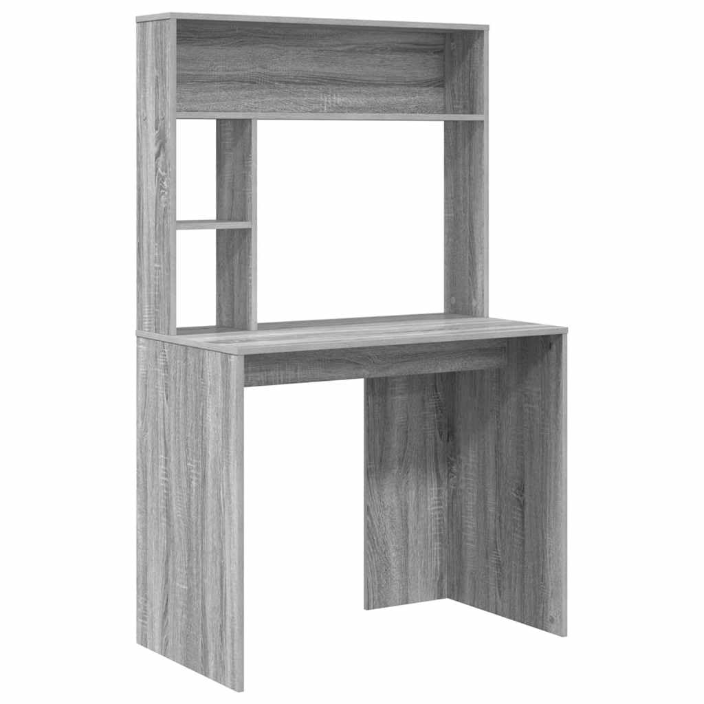 Scrivania grigio Sonoma 91 x 50 x 149 cm, materiale in legno, resistente, con 2 ripiani, ideale per casa, ufficio, studio e giochi, stile moderno, sacco di spazio