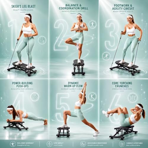 Image of Balance Board for Adults, Rocking Stepper with Resistance Bands, 300LBS Portable Wobble Board, Quiet Side to Side Ski Simulator Trainer Exercise Machine for Home Gym Core Workout